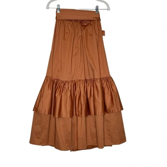 Anthropologie Hutch Wrap Tiered Pleated Tie Wrap Midi Skirt | 6 - Picture 4 of 9